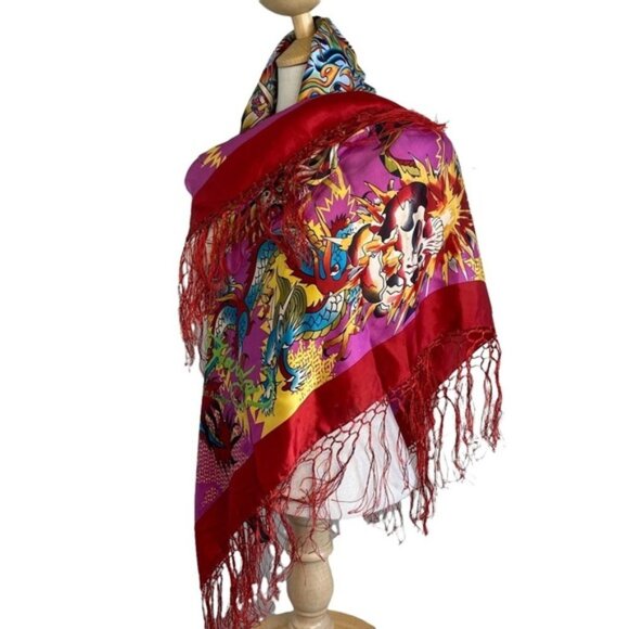 Ed Hardy by Christian Audigier - Silk Dragon Print Scarf